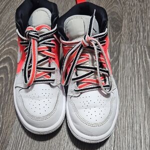 Nike Kids White and Coral Athletic Sneakers with Black Accents